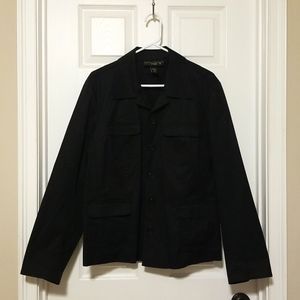 𝅺VENEZIA black long sleeve button down jacket, size 18/20
